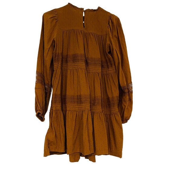 Old Navy Women's XS Long Sleeve Pintuck Lace Dress Sisal Brown - Picture 9 of 9